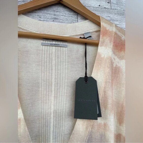 Allsaints Marea Tie Dye Cardigan Sweater Merino Wool Rainbow Pink Cream New M - Picture 6 of 16